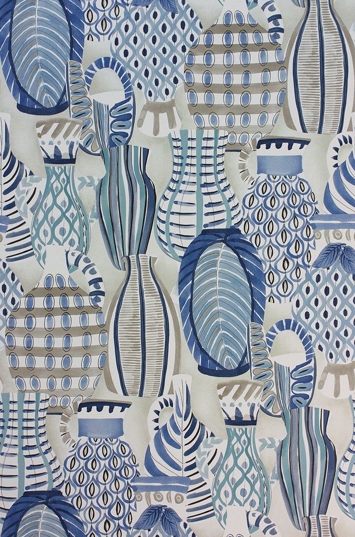 media image for Sample Collioure Wallpaper in blue from the Les R��ves Collection by Nina Campbell 296