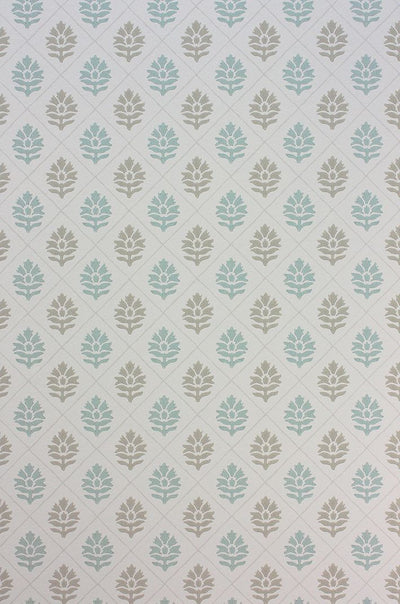product image of Sample Camille Wallpaper in tan and turquoise from the Les R��ves Collection by Nina Campbell 589