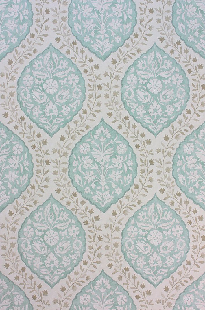 media image for Marguerite Wallpaper in turquoise from the Les Reves Collection by Nina Campbell 288