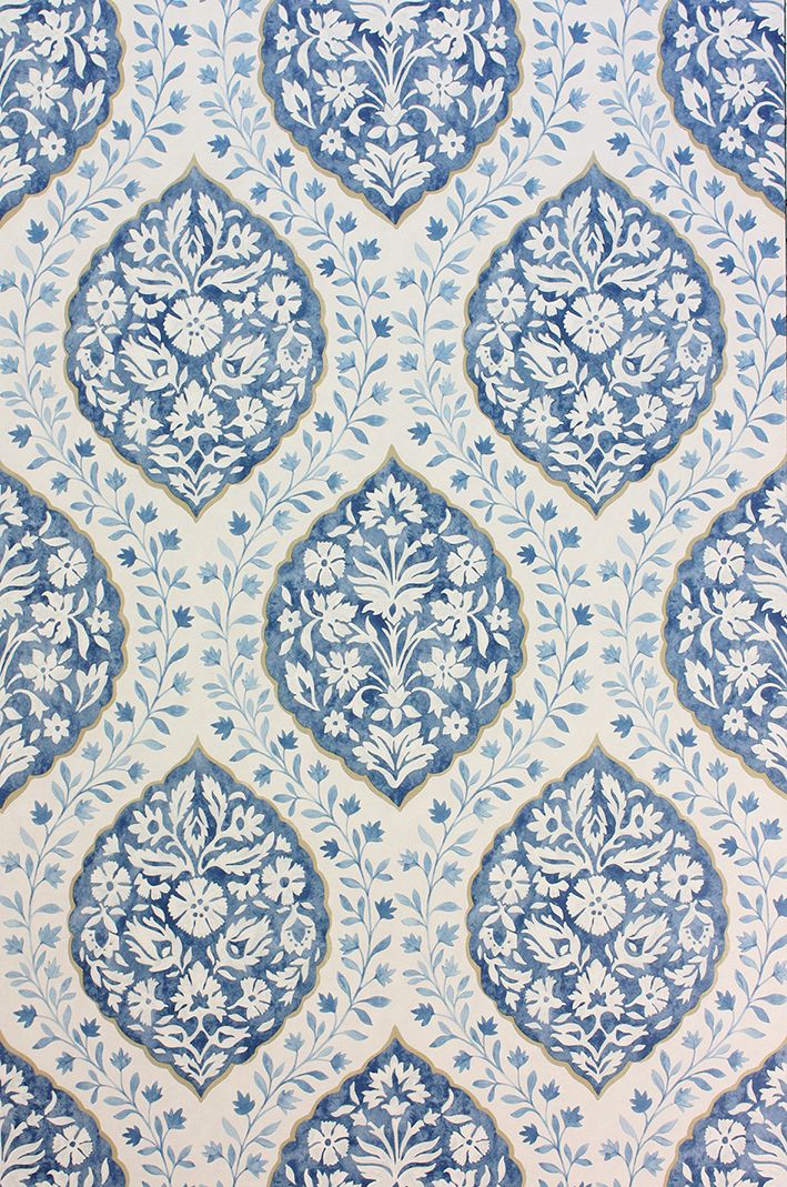 media image for Sample Marguerite Wallpaper in blue from the Les R��ves Collection by Nina Campbell 242