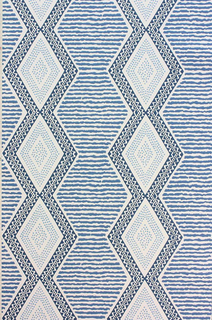 media image for Sample Belle ��le Wallpaper in blue from the Les R��ves Collection by Nina Campbell 256