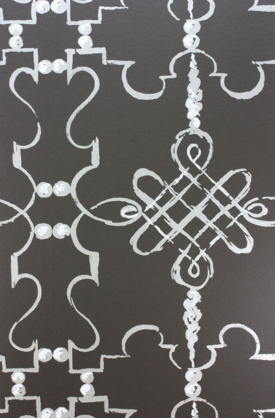 product image of Portavo Wallpaper in black and gray from the Les Reves Collection by Nina Campbell 547