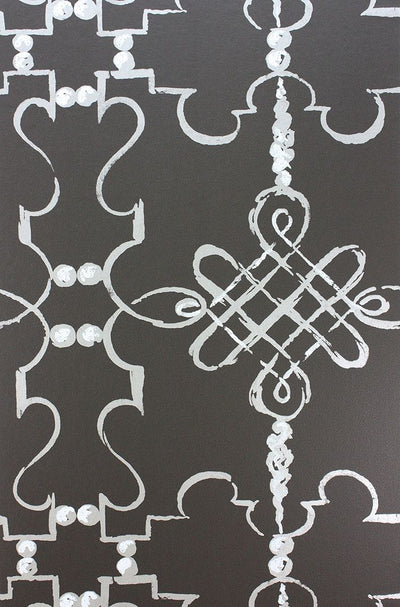 product image of Sample Portavo Wallpaper in black and gray from the Les R��ves Collection by Nina Campbell 510