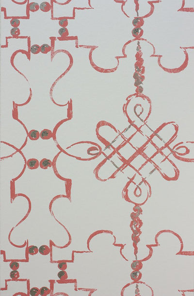 product image of Sample Portavo Wallpaper in red from the Les R��ves Collection by Nina Campbell 516