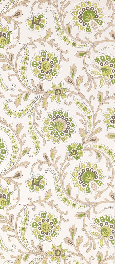 product image of Sample Baville Wallpaper in beige and green from the Les Indiennes Collection by Nina Campbell 520