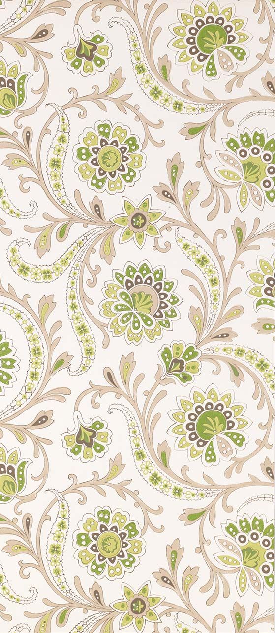 media image for Sample Baville Wallpaper in beige and green from the Les Indiennes Collection by Nina Campbell 244