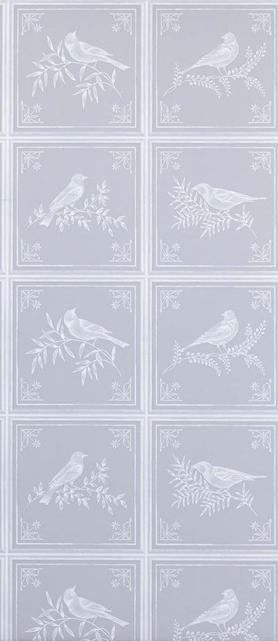 product image of Sample Fortoiseau Wallpaper in silver from the Les Indiennes Collection by Nina Campbell 514