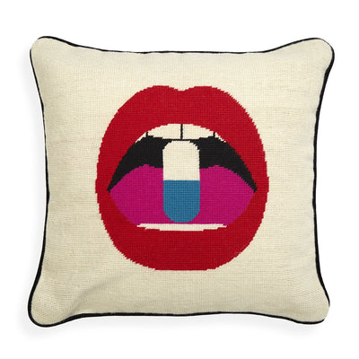 product image of lips full dose needlepoint throw pillow 1 521