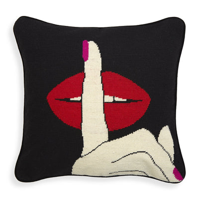 product image for lips hush needlepoint throw pillow 1 94