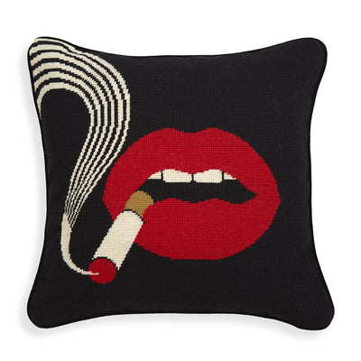 product image of lips smolder needlepoint throw pillow 1 570