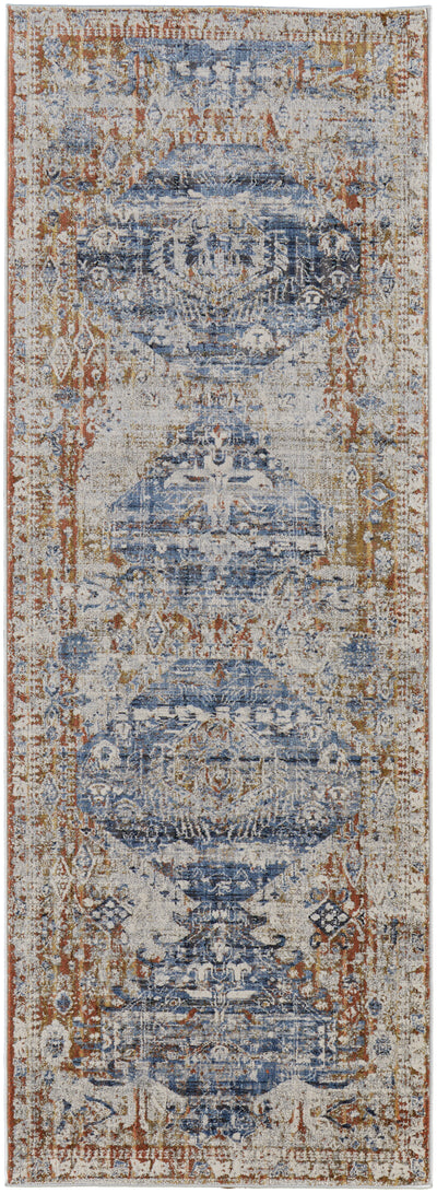 product image for frencess ornamental blue red rug news by bd fine kair39hwblurede27 7 78