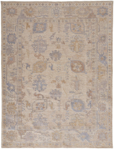 product image for Tierney Hand-Knotted Ornamental Ivory Tan/Stone Blue Rug 1 61