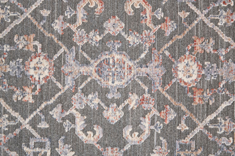 media image for Sybil Power Loomed Ornamental Charcoal/Blue/Red Rug 2 284