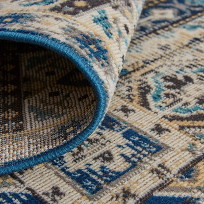 product image for Kezia Power Loomed Distressed Blue/Vanilla Beige Rug 3 45