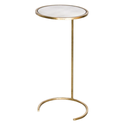 media image for round cigar table in gold leaf with antique mirror top 1 215