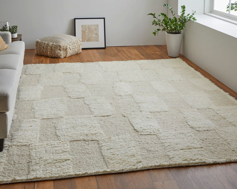 media image for saena checkered contemporary hand woven ivory beige rug by bd fine ashr8907ivybgep00 8 27
