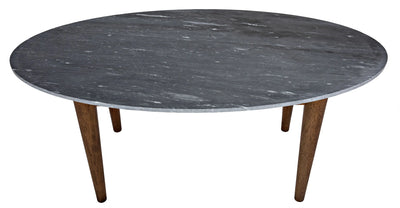 product image for surf oval dining table w stone top in dark walnut design by noir 3 14