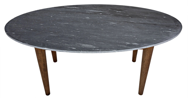 media image for surf oval dining table w stone top in dark walnut design by noir 3 281
