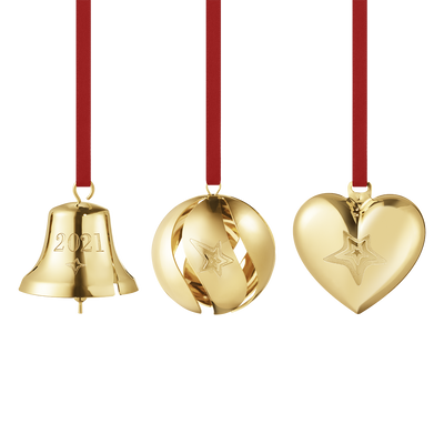 product image for ornament gift set bell ball heart 3 pcs gold 3 83