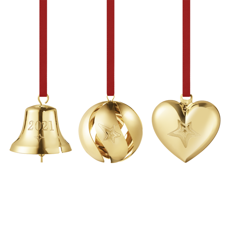 media image for ornament gift set bell ball heart 3 pcs gold 3 264