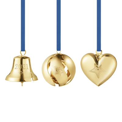 product image for ornament gift set bell ball heart 3 pcs gold 1 55