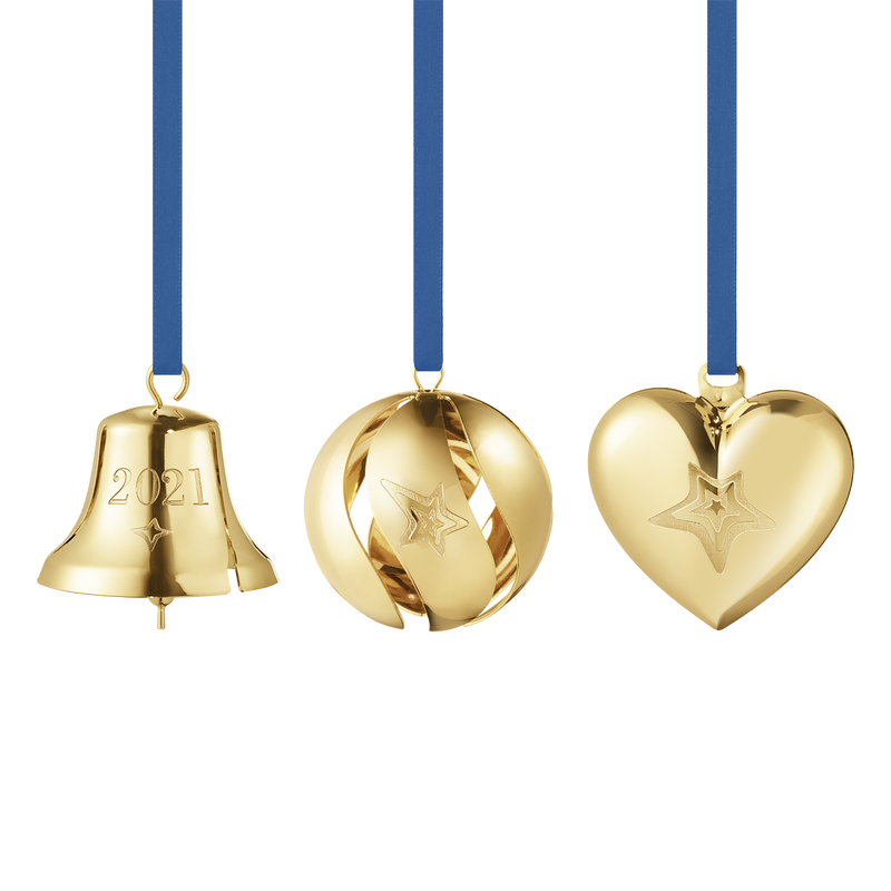 media image for ornament gift set bell ball heart 3 pcs gold 1 234