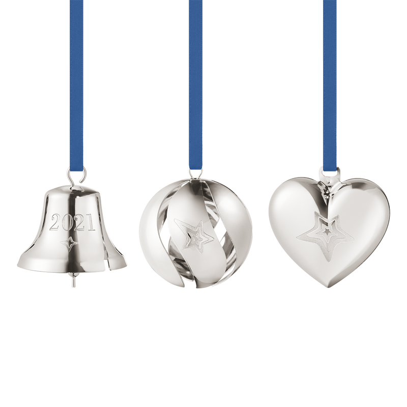 media image for ornament gift set bell ball heart 3 pcs palladium 1 291