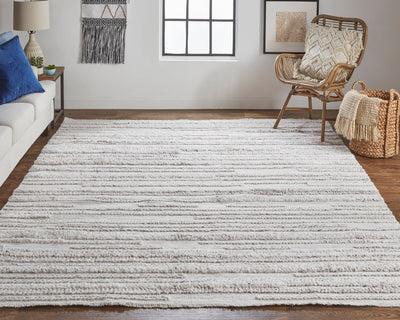 product image for Akton Handwoven Stripes Ivory/Carob Brown Rug 6 63