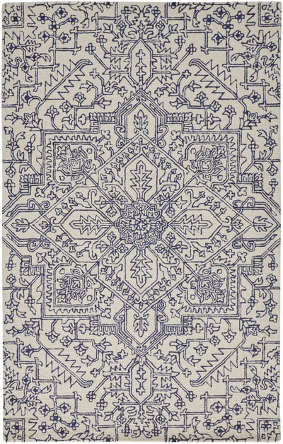 product image for Natal Hand-Tufted Medallion Ivory/Navy Rug 1 96