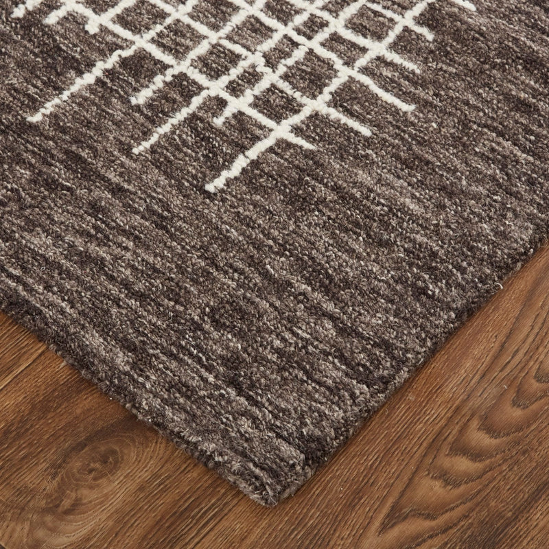 media image for Carrick Hand-Tufted Crosshatch Chocolate Brown Rug 4 227