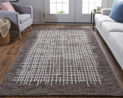 product image for Carrick Hand-Tufted Crosshatch Chocolate Brown Rug 6 8