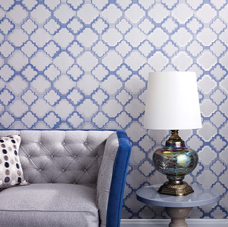 media image for Quatrefoil Wallpaper in blue and gray from the Mansard Collection by Osborne & Little 246