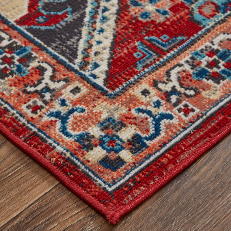 media image for Kezia Power Loomed Distressed True Red/River Blue Rug 4 227