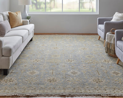 product image for Aleska Oriental Blue/Gray/Ivory Rug 10 78