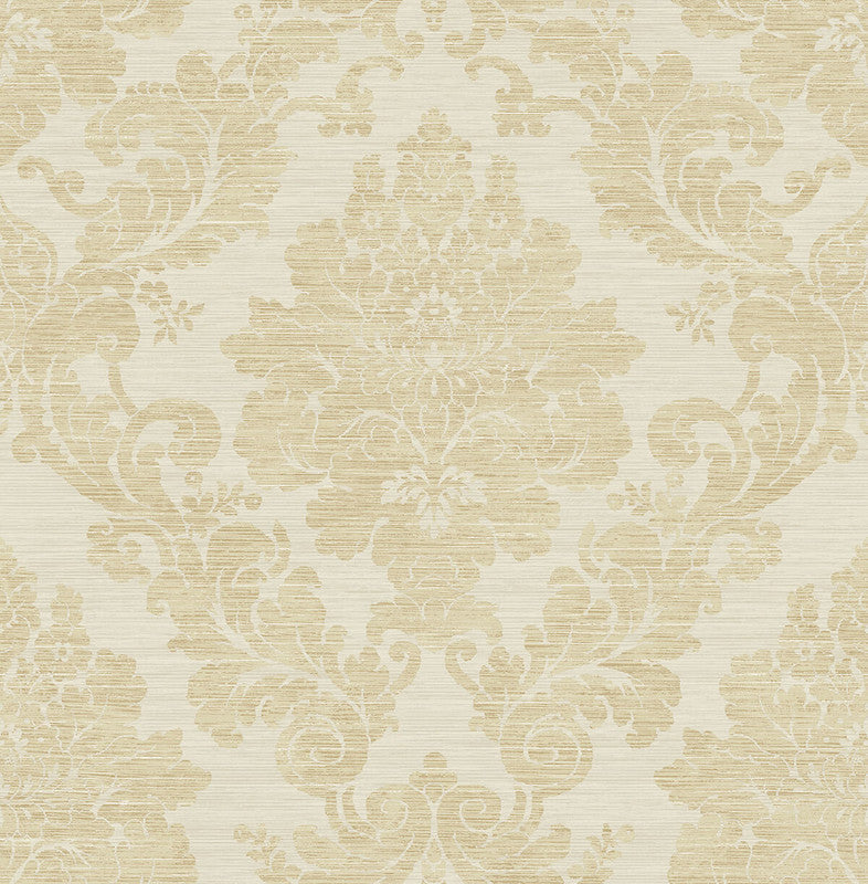 media image for Sample Textile Damask Wallpaper in Gold & Beige 282