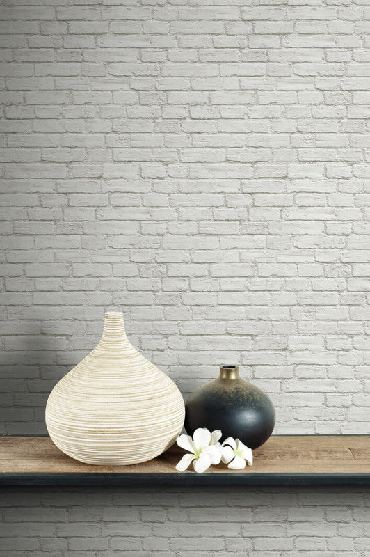 Shop Brick Peel & Stick Wallpaper in White Burke Decor
