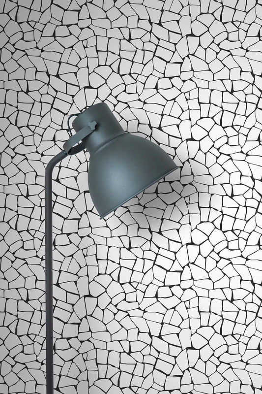 media image for Mosaic Stone Peel & Stick Wallpaper in Black & White 257