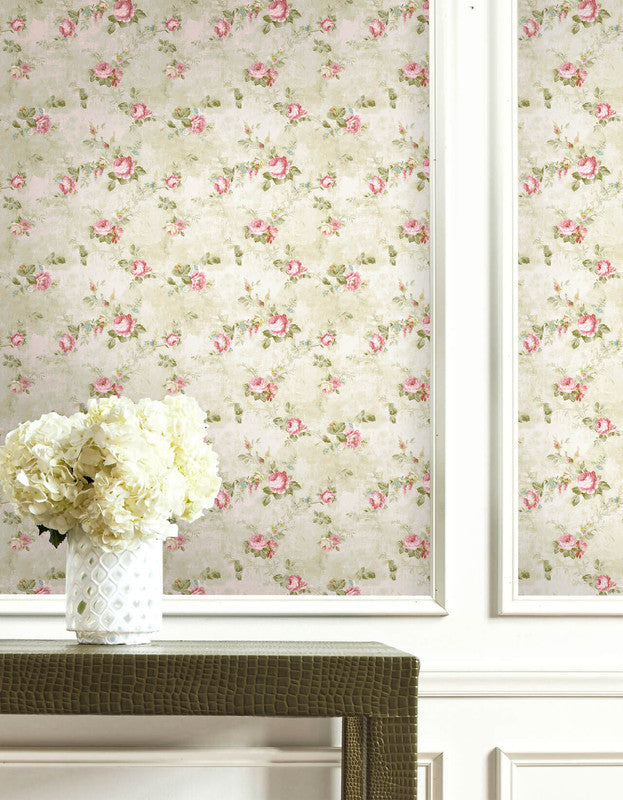 media image for English Flowers Wallpaper in Cream & Multi 229