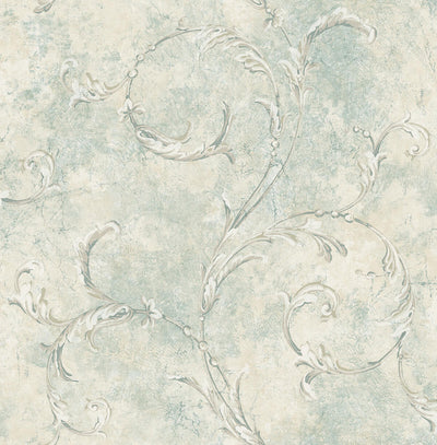 product image for Vintage Scroll Wallpaper in Beige & Green 15