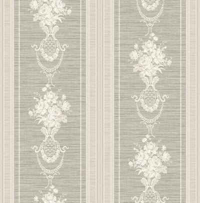 product image of Floral Cameo Stripe Wallpaper in Grey 59