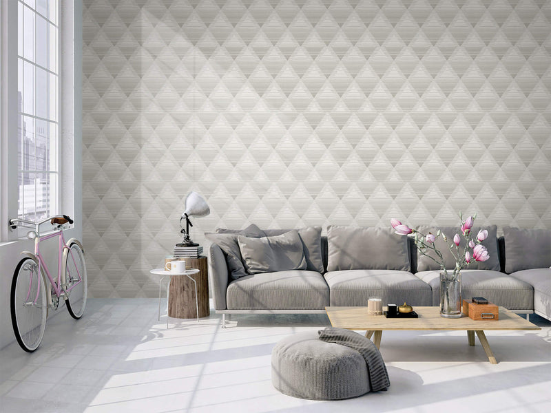 media image for Metallic Rhombus Wallpaper in Light Grey 26