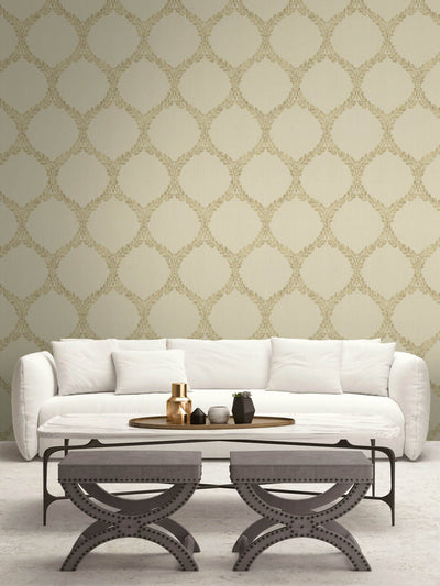 product image for Medallion Wallpaper in Beige & Gold 6