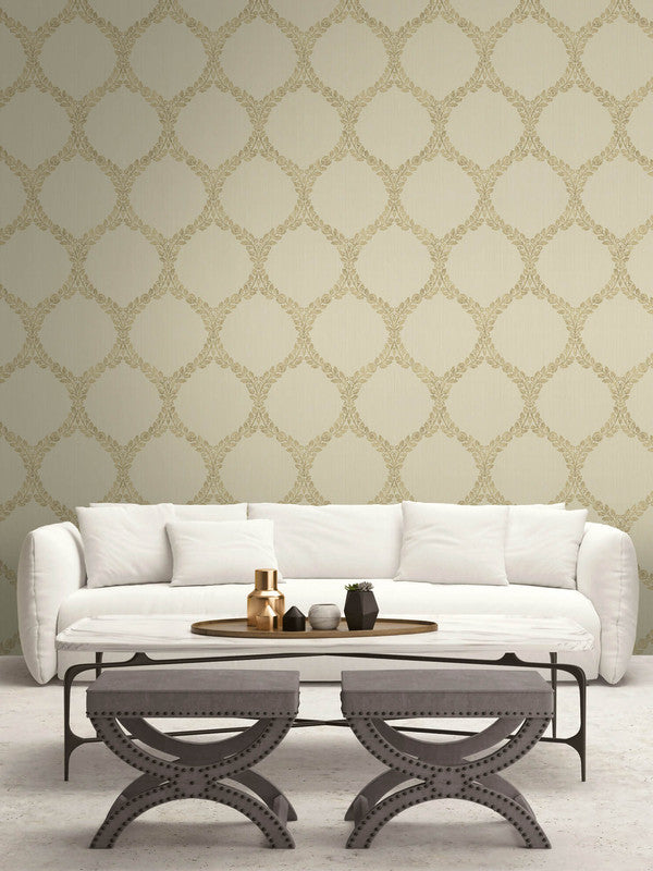 media image for Medallion Wallpaper in Beige & Gold 227