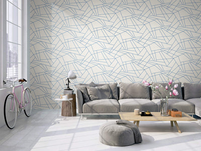 product image for Geometric Triangles Wallpaper in Off-White & Blue 27