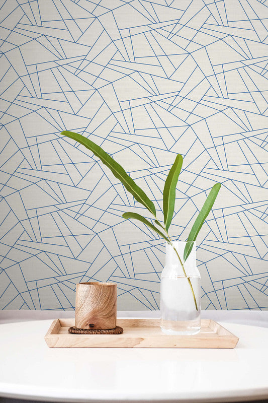 media image for Geometric Triangles Wallpaper in Off-White & Blue 23