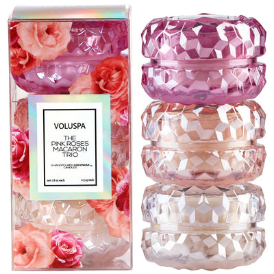 product image of Roses Macaron Trio 3 Macaron Candle Gift Set 569