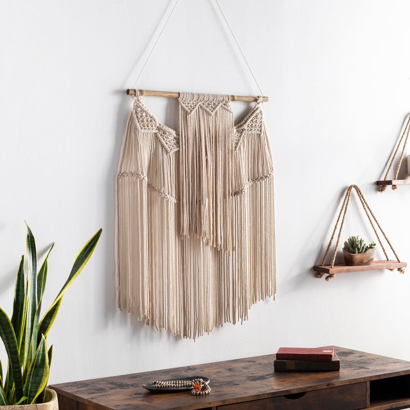 media image for Azra RZA-1004 Macrame Wall Hanging in Beige by Surya 246