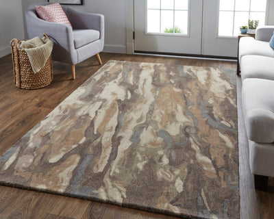 product image for Nakita Hand-Tufted Watercolor Biscuit Tan/Morel Brown Rug 6 61