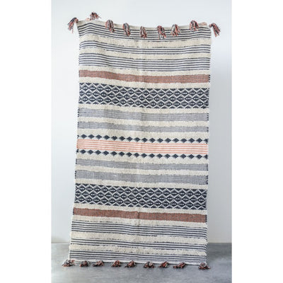 product image of cotton woven rug w tassel ends in multi color design by bd edition 1 594