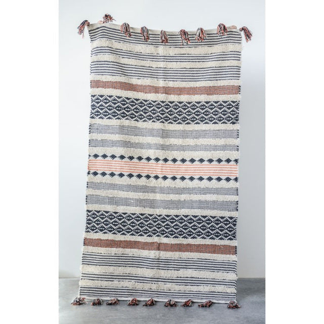 media image for cotton woven rug w tassel ends in multi color design by bd edition 1 227